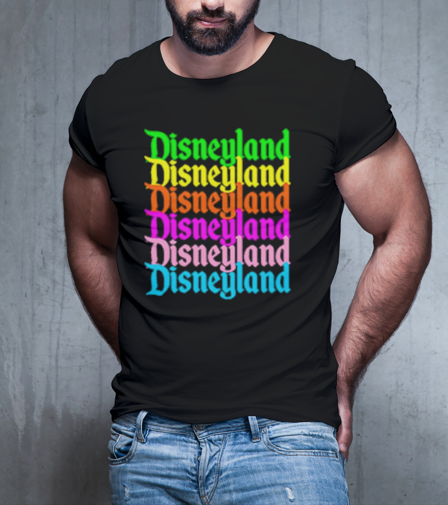 Disneyland Rainbow Multicolor Text Stacked T-Shirt
