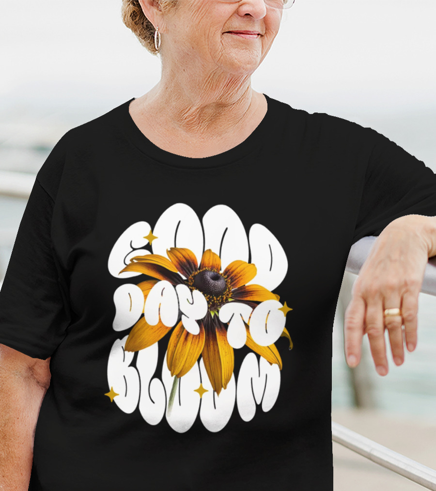 Good Day To Bloom Flower With Petals And Stars T-Shirt