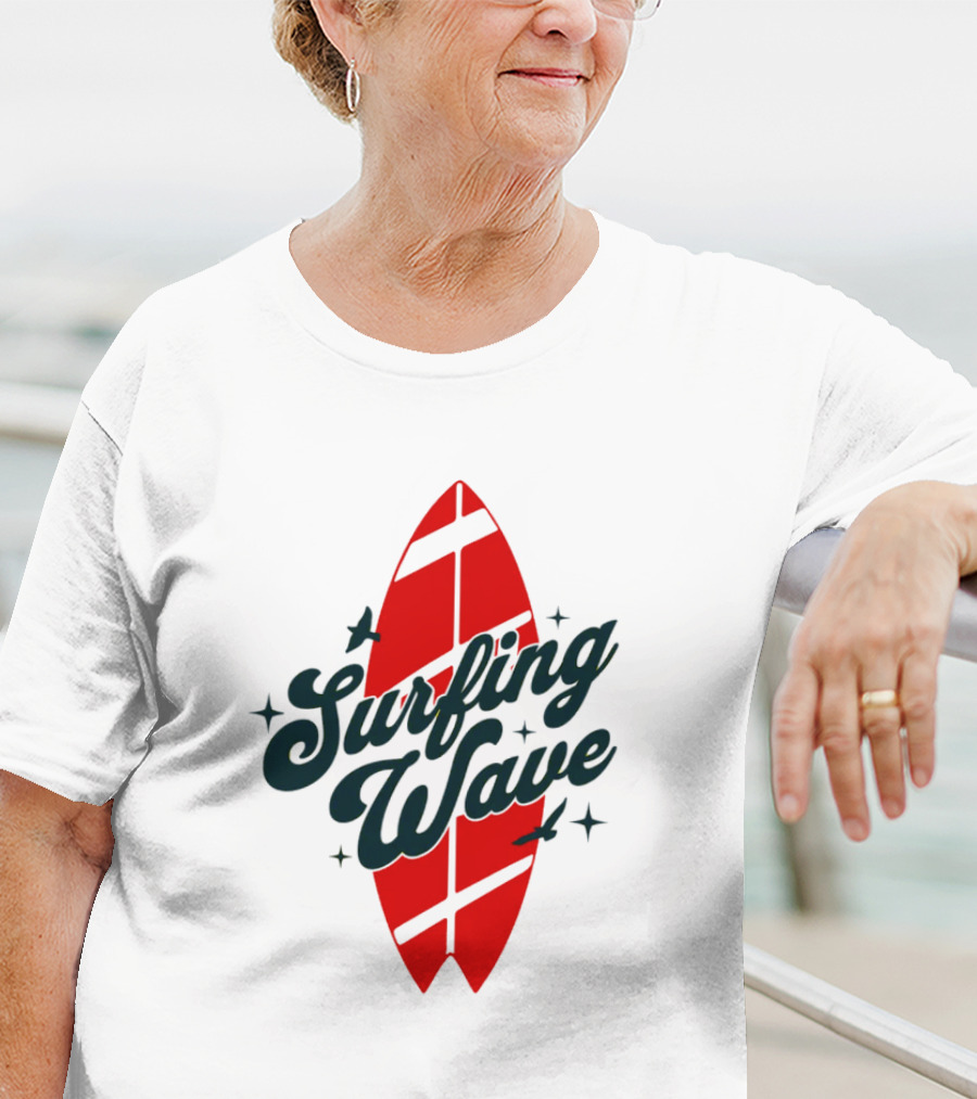 Surfing Wave Red Surfboard T-Shirt