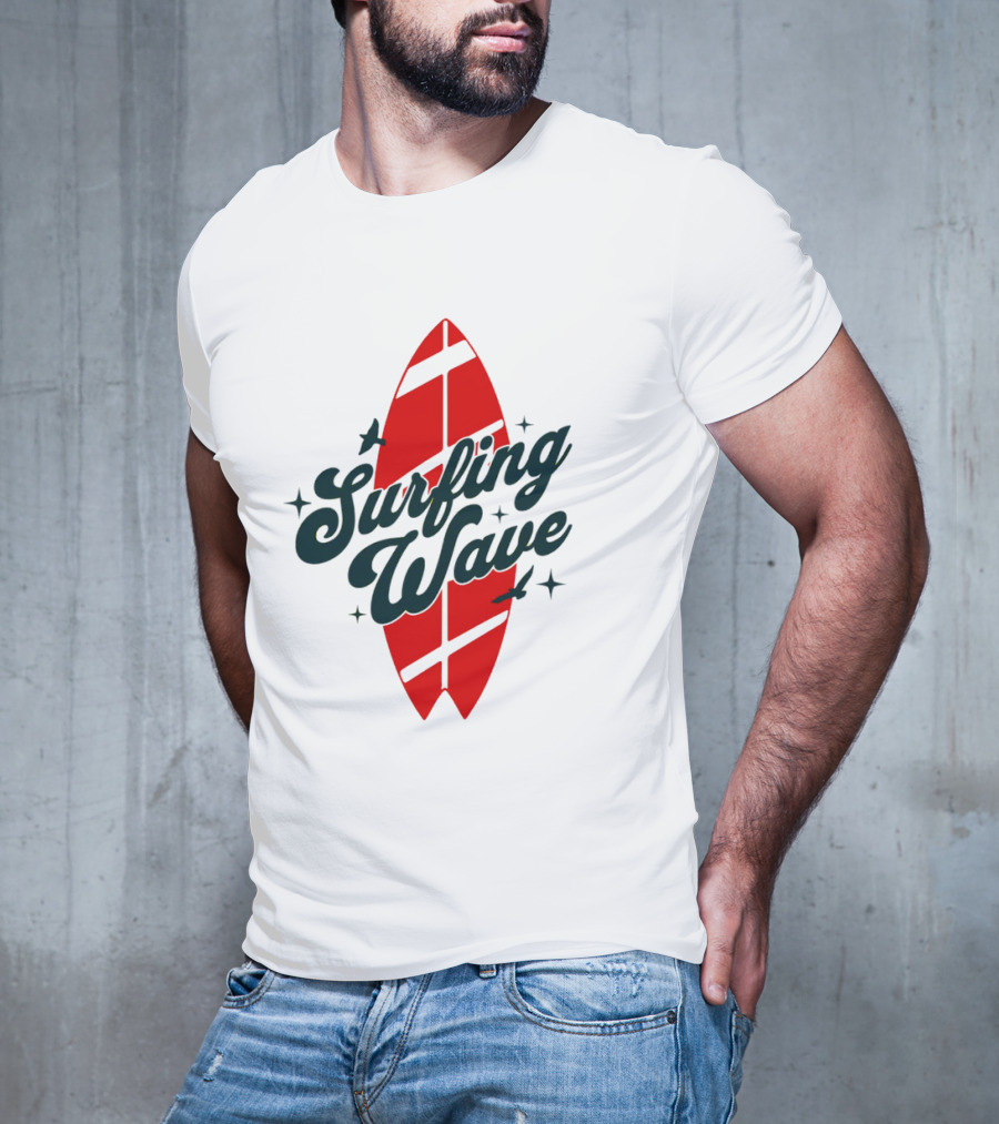Surfing Wave Red Surfboard T-Shirt