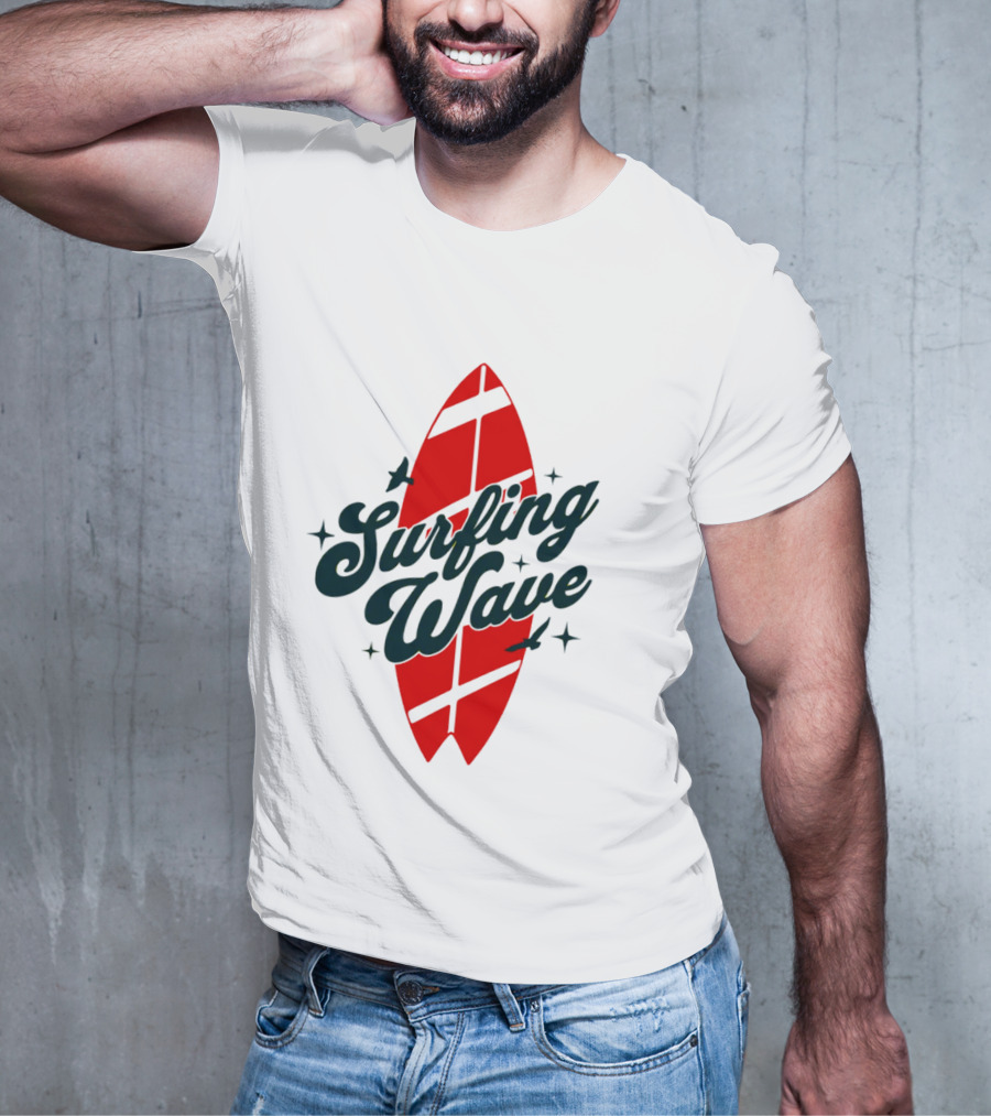 Surfing Wave Red Surfboard T-Shirt