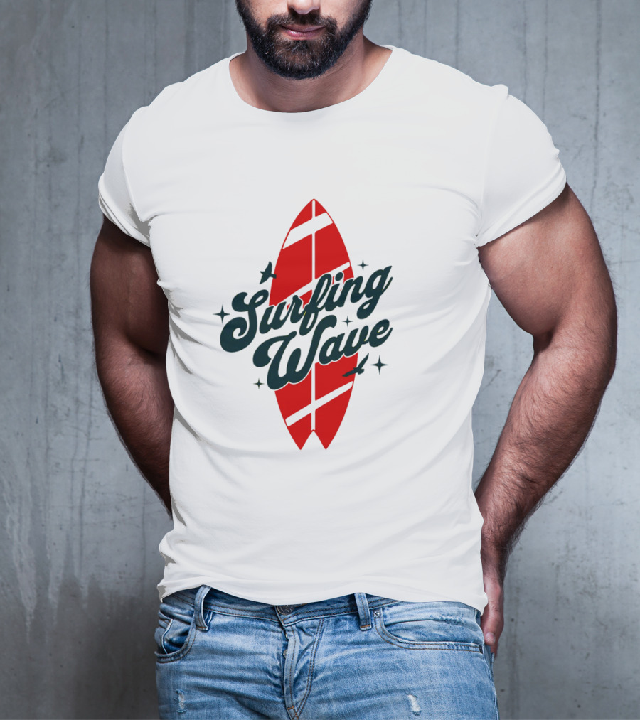 Surfing Wave Red Surfboard T-Shirt