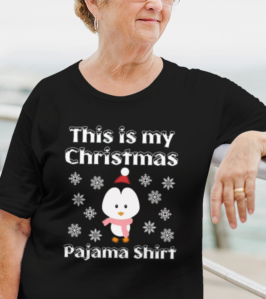 This Is My Christmas Pajama Shirt Penguin Snowflakes T-Shirt