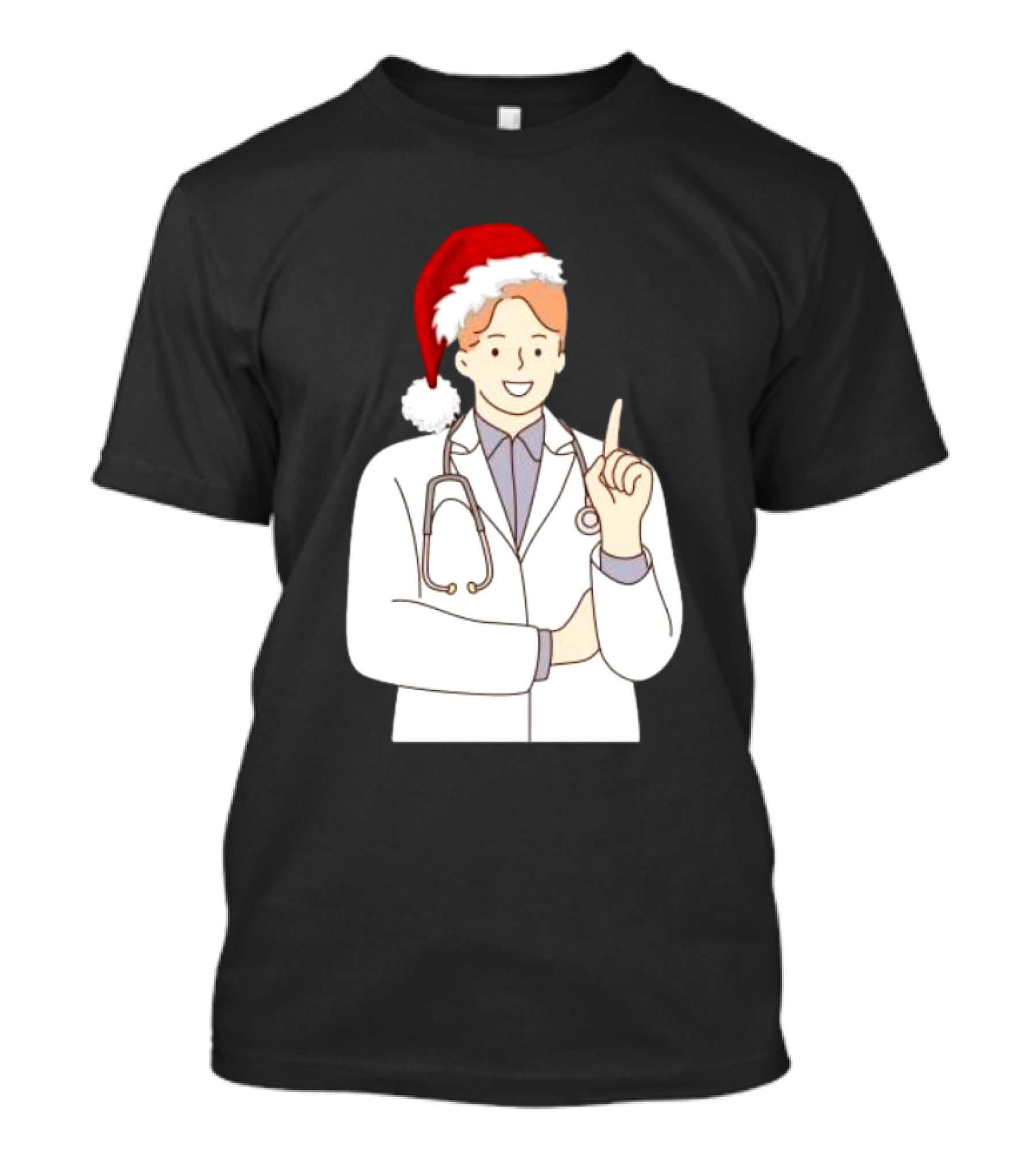 Santa Hat Wearing Physician Doctor Merry Christmas T-Shirt