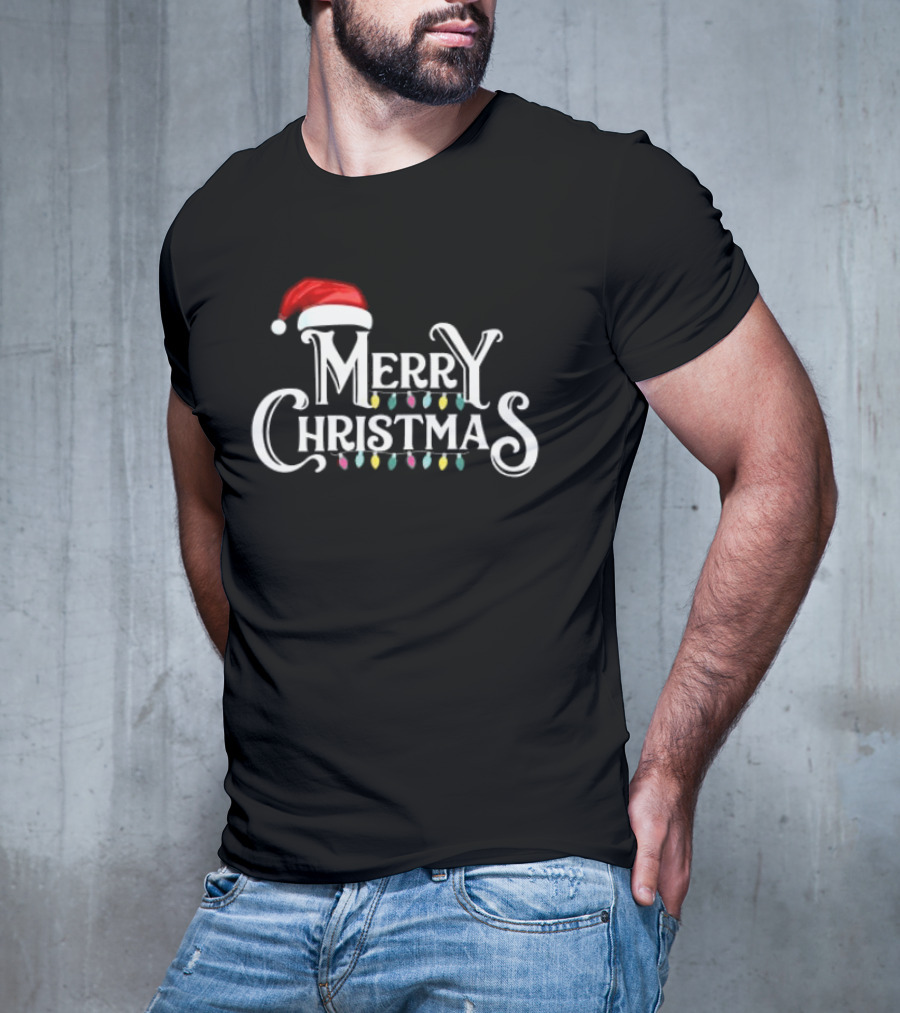 Merry Christmas Santa Hat Lights T-Shirt