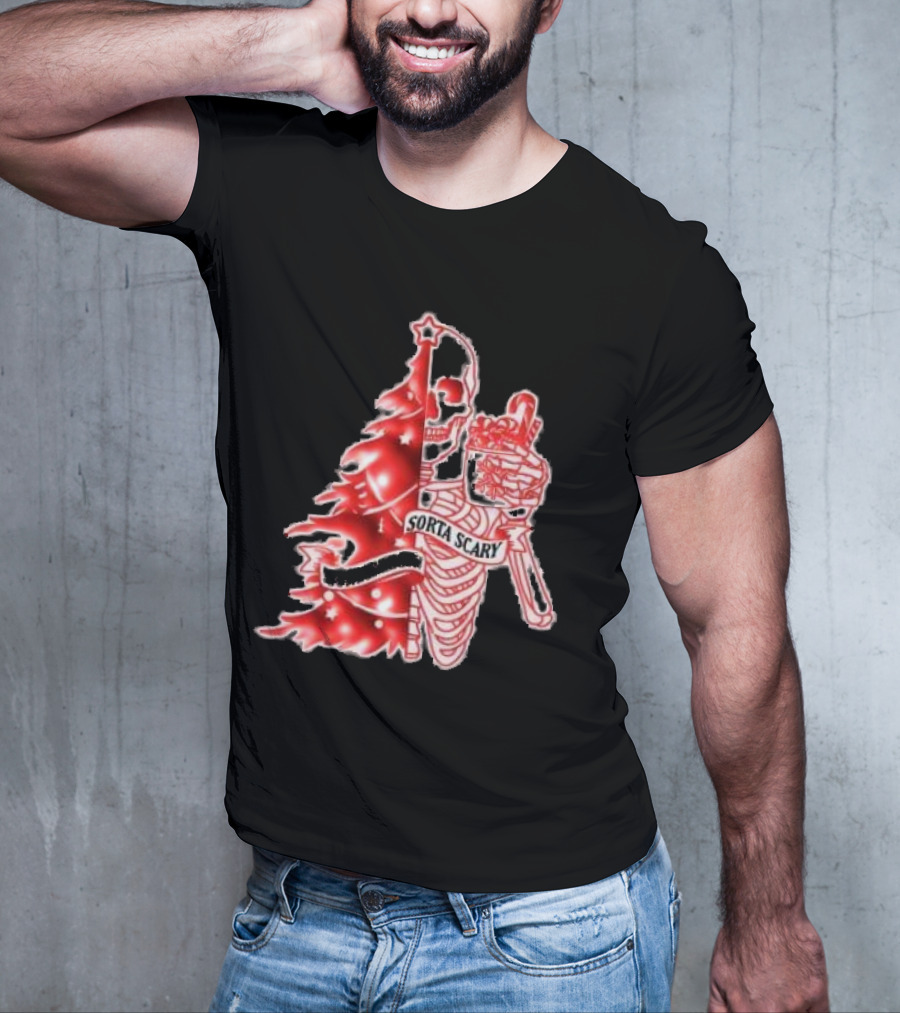 Skeleton Sorta Merry Sorta Scary Christmas Tree Splittinwigz T-Shirt