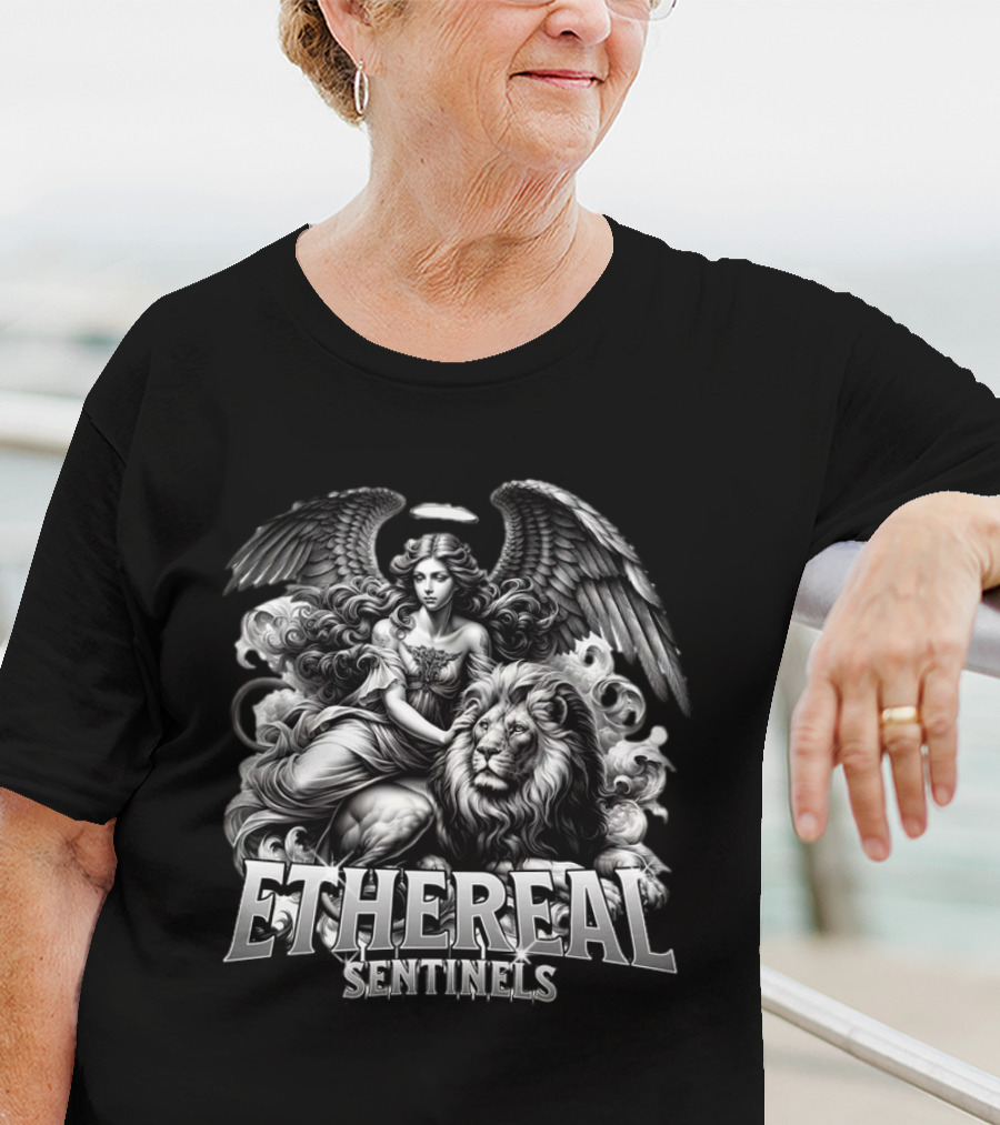 ETHEREAL SENTINELS Angel And Lion T-Shirt