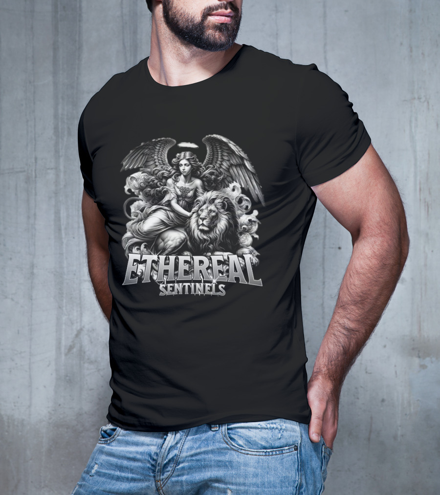 ETHEREAL SENTINELS Angel And Lion T-Shirt