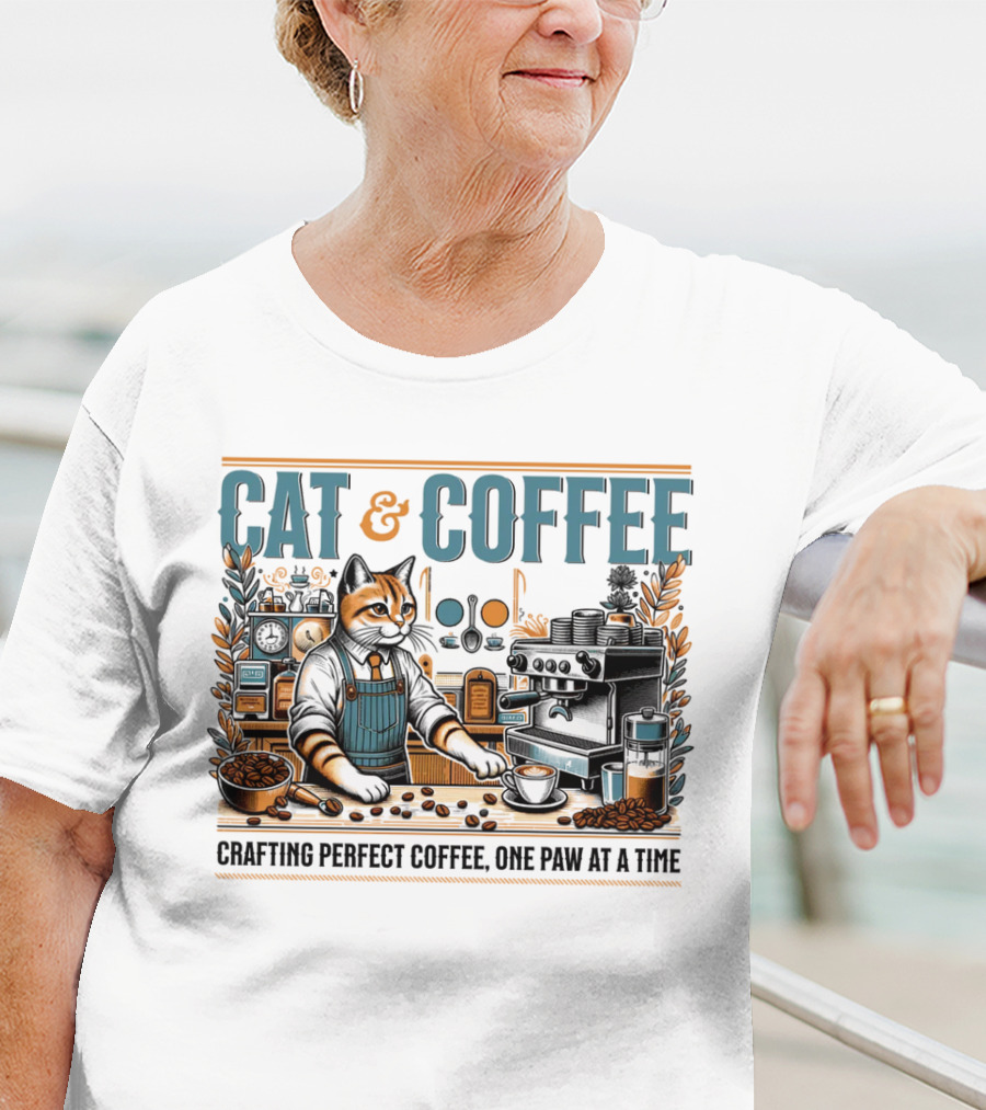 CAT And COFFEE Crafting Perfect Coffee One Paw At A Time T-Shirt