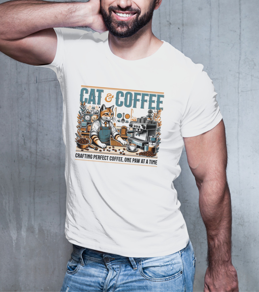 CAT And COFFEE Crafting Perfect Coffee One Paw At A Time T-Shirt