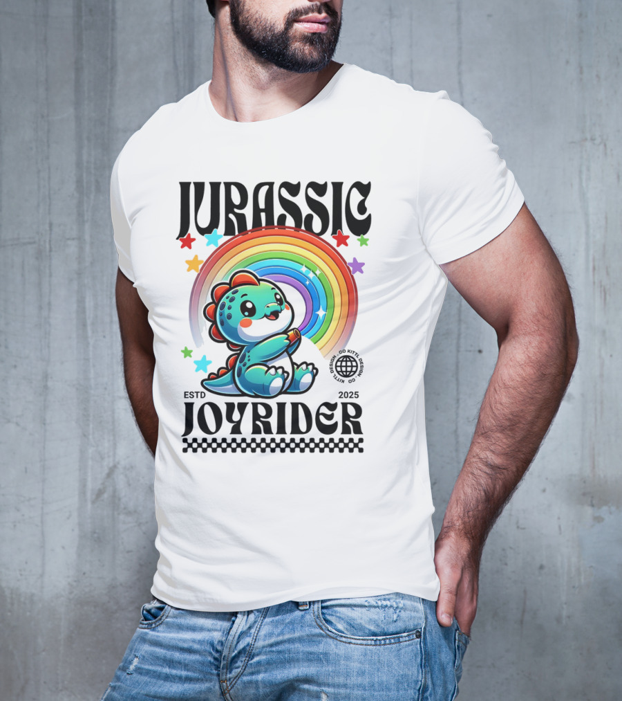 JURASSIC JOYRIDER ESTD 2025 Rainbow Star Dino Club T-Shirt