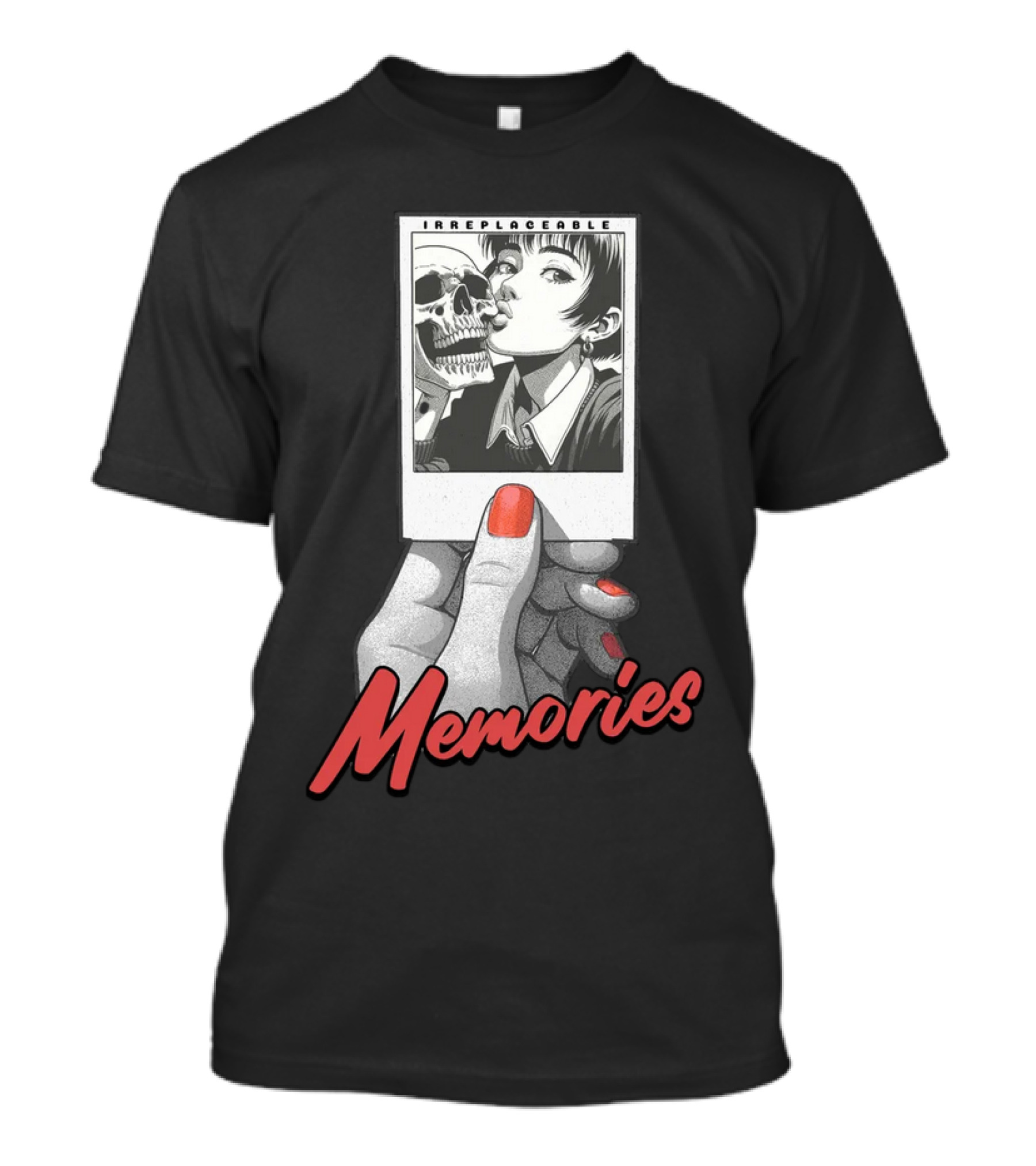 Irreplaceable Memories Polaroid With Skull Kiss T-Shirt