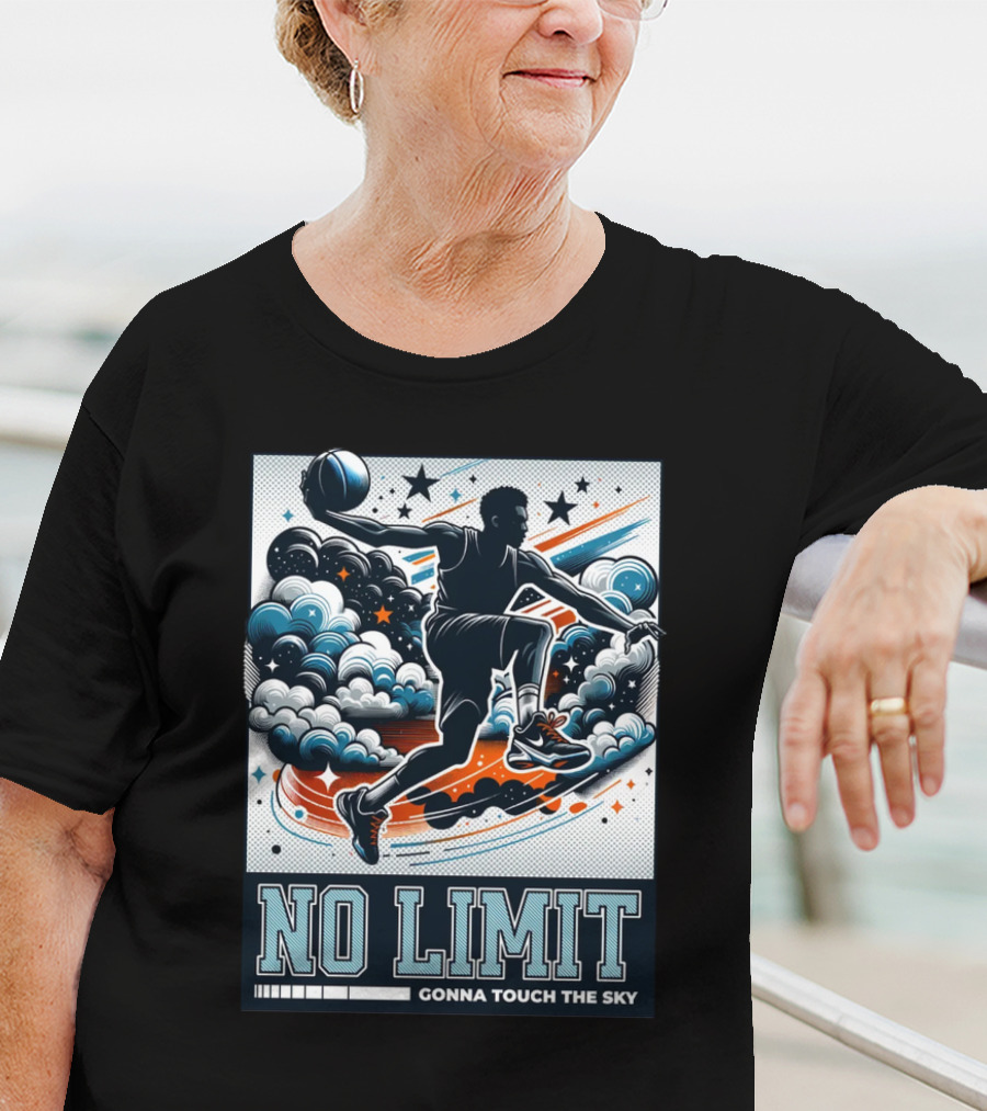 NO LIMIT GONNA TOUCH THE SKY Basketball Player Dynamic Clouds And Stars T-Shirt