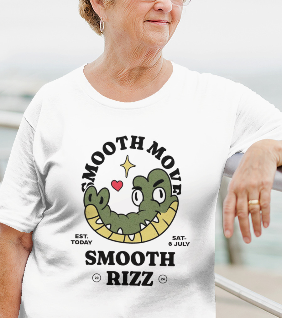 Smooth Move Smooth Rizz Crocodile Heart Est. Today Sat. 6 July T-Shirt