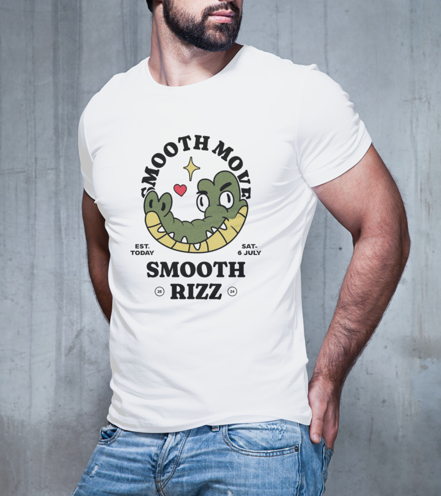 Smooth Move Smooth Rizz Crocodile Heart Est. Today Sat. 6 July T-Shirt