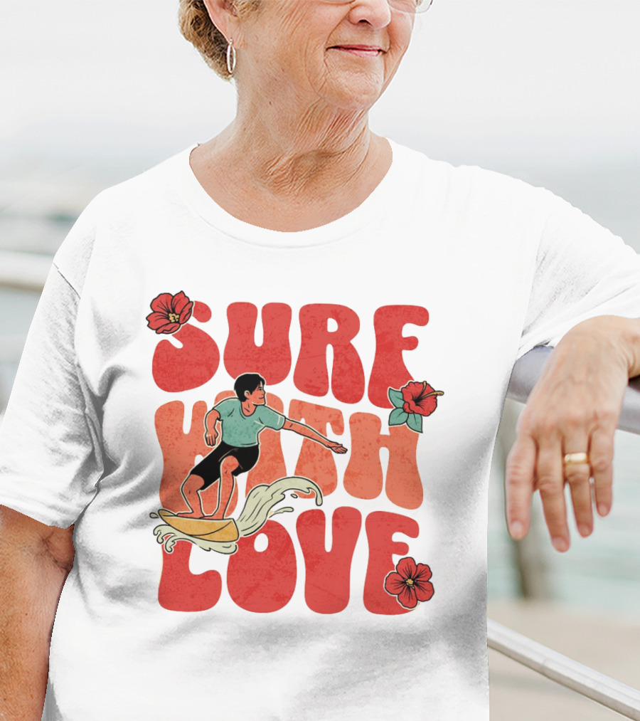 Surf With Love Hibiscus Wave Rider T-Shirt