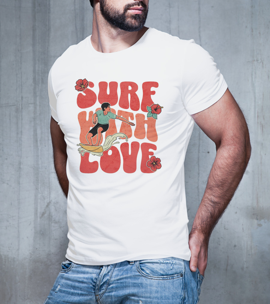 Surf With Love Hibiscus Wave Rider T-Shirt