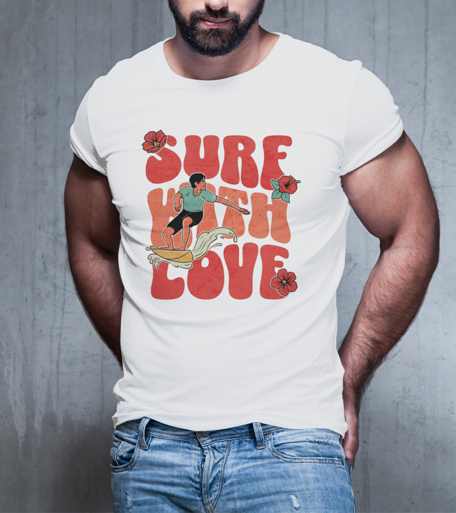 Surf With Love Hibiscus Wave Rider T-Shirt