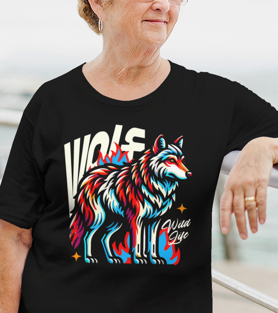 WOLF Wild Life Vivid Colorful Wolf T-Shirt