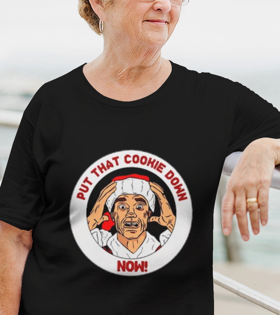 Put That Cookie Down Now Arnold Schwarzenegger Santa T-Shirt