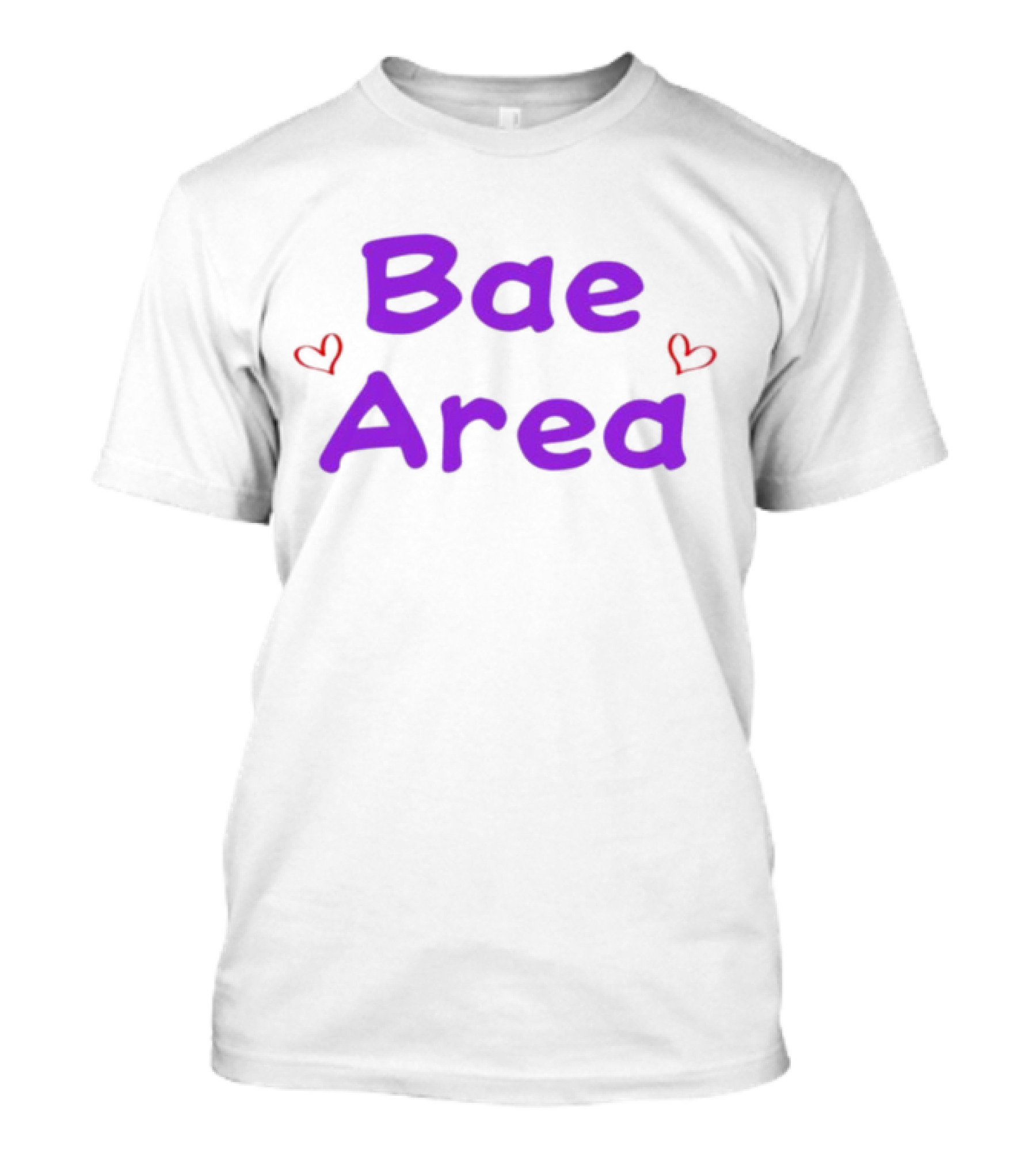 Bae Area Purple Text With Red Hearts T-Shirt
