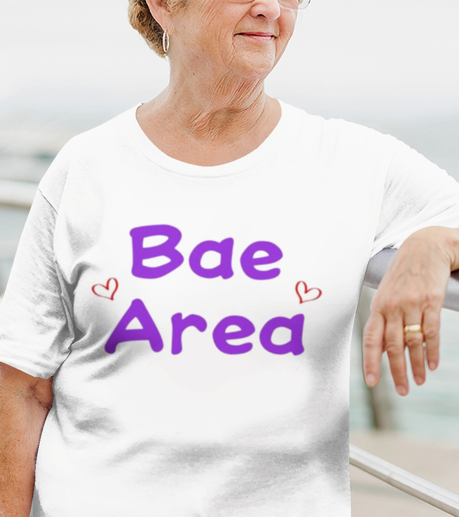 Bae Area Purple Text With Red Hearts T-Shirt