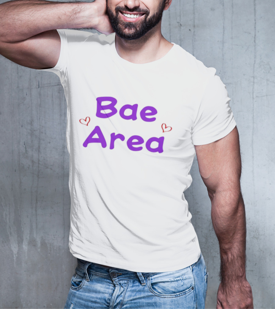 Bae Area Purple Text With Red Hearts T-Shirt