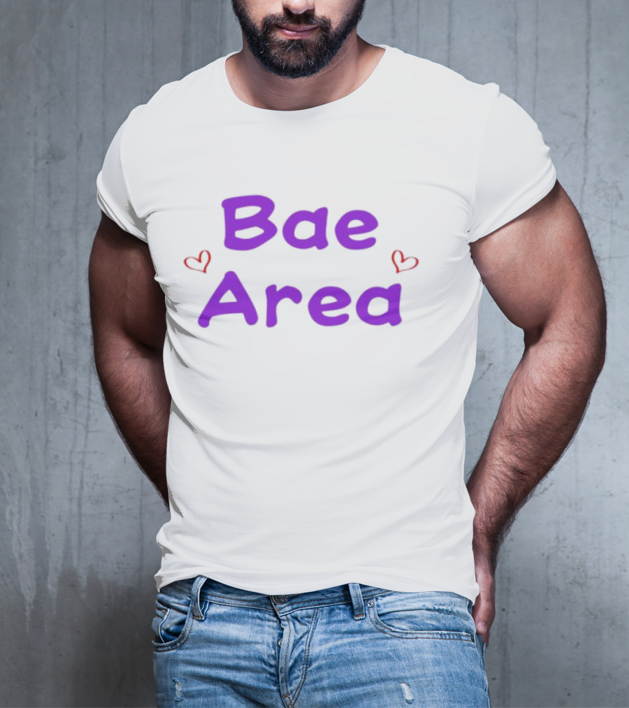 Bae Area Purple Text With Red Hearts T-Shirt