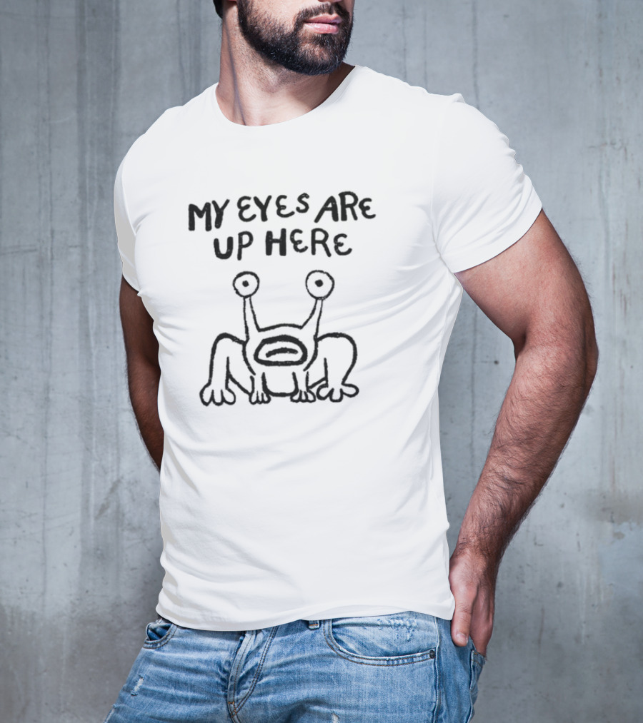 Daniel Johnston Frog My Eyes Are Up Here Drawing T-Shirt
