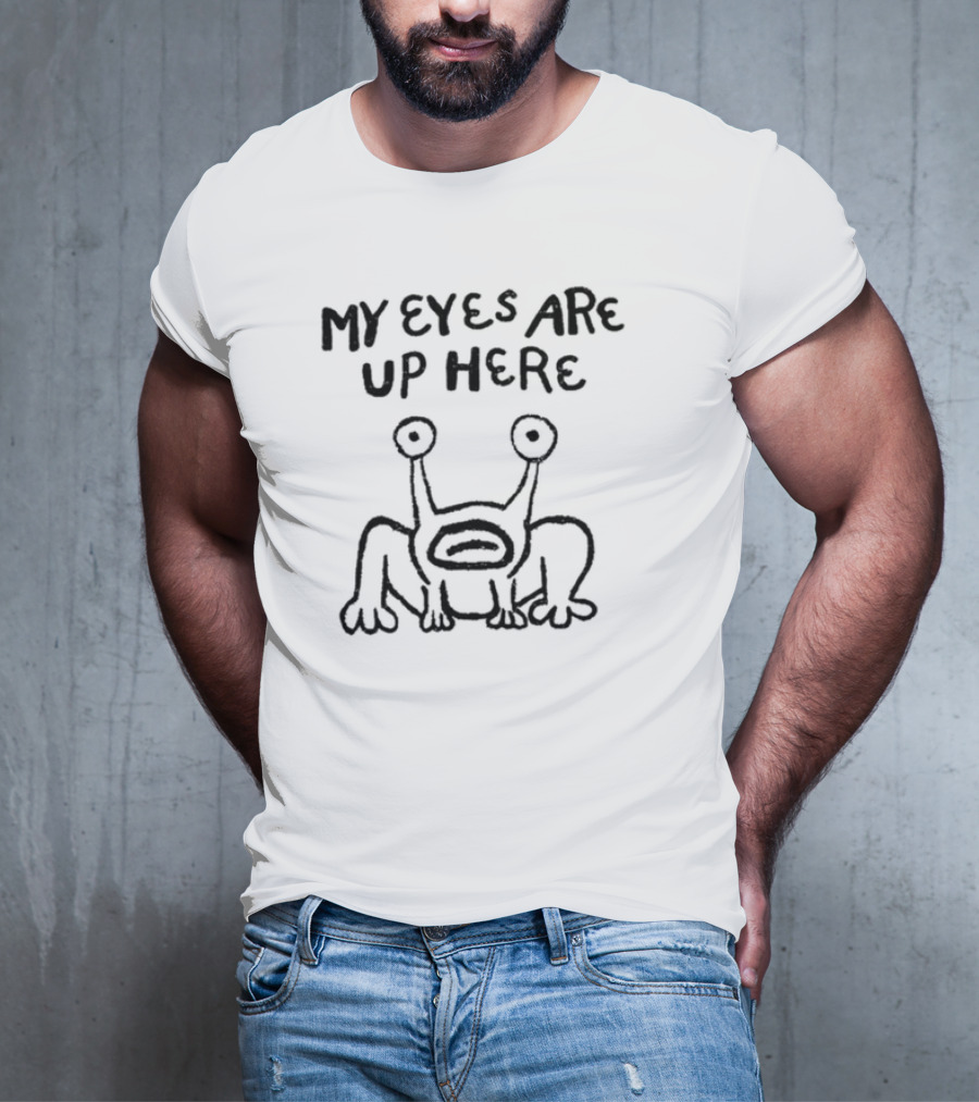 Daniel Johnston Frog My Eyes Are Up Here Drawing T-Shirt