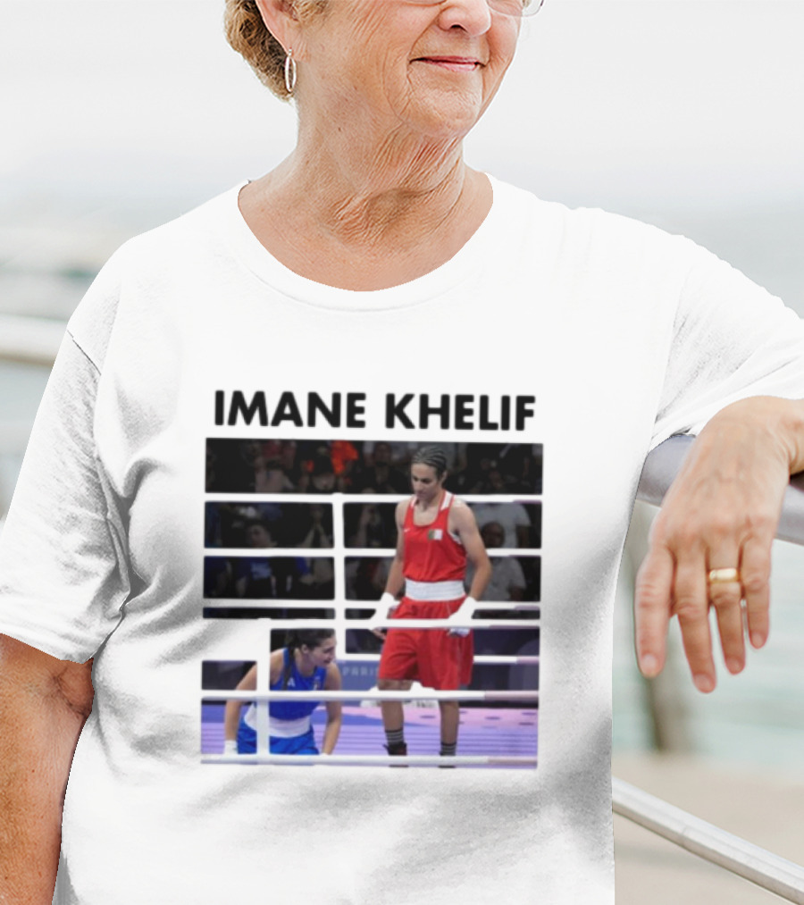 IMANE KHELIF Boxing Match Scene With Red And Blue Competitors T-Shirt