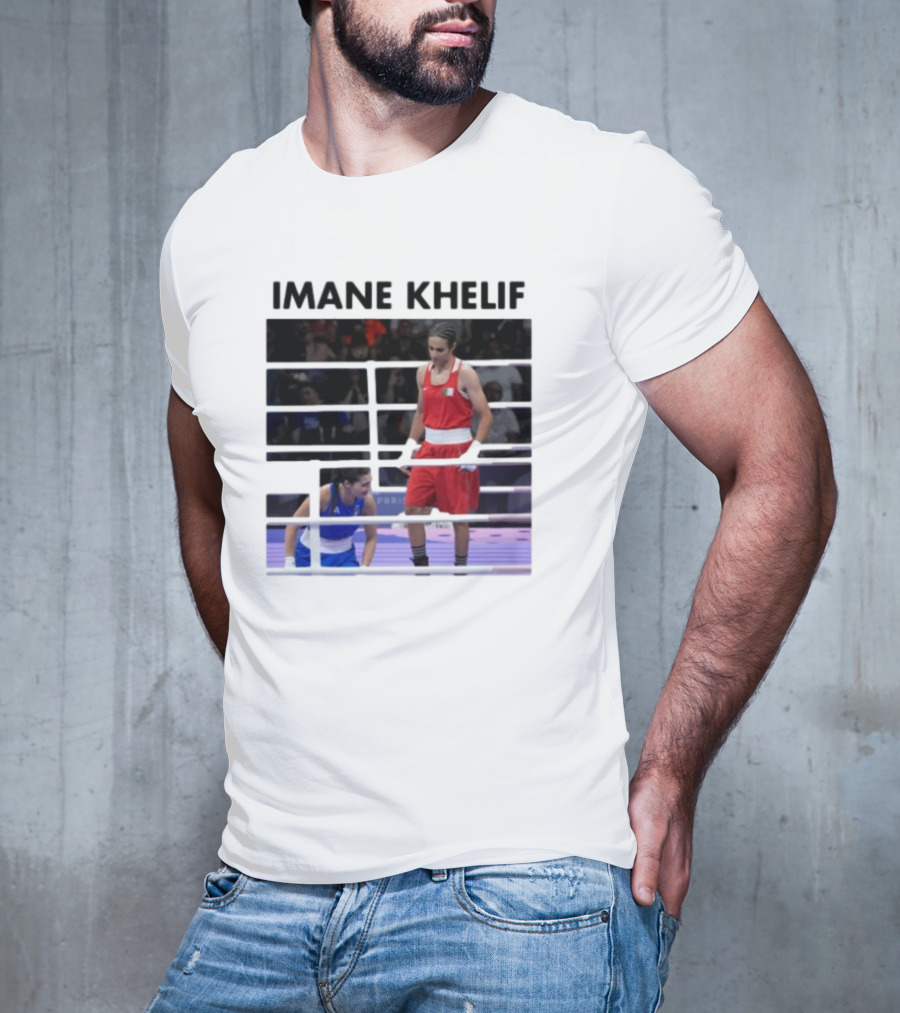 IMANE KHELIF Boxing Match Scene With Red And Blue Competitors T-Shirt
