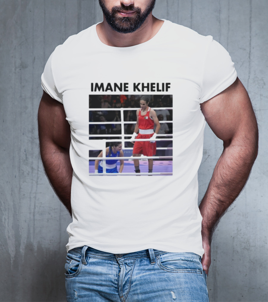 IMANE KHELIF Boxing Match Scene With Red And Blue Competitors T-Shirt