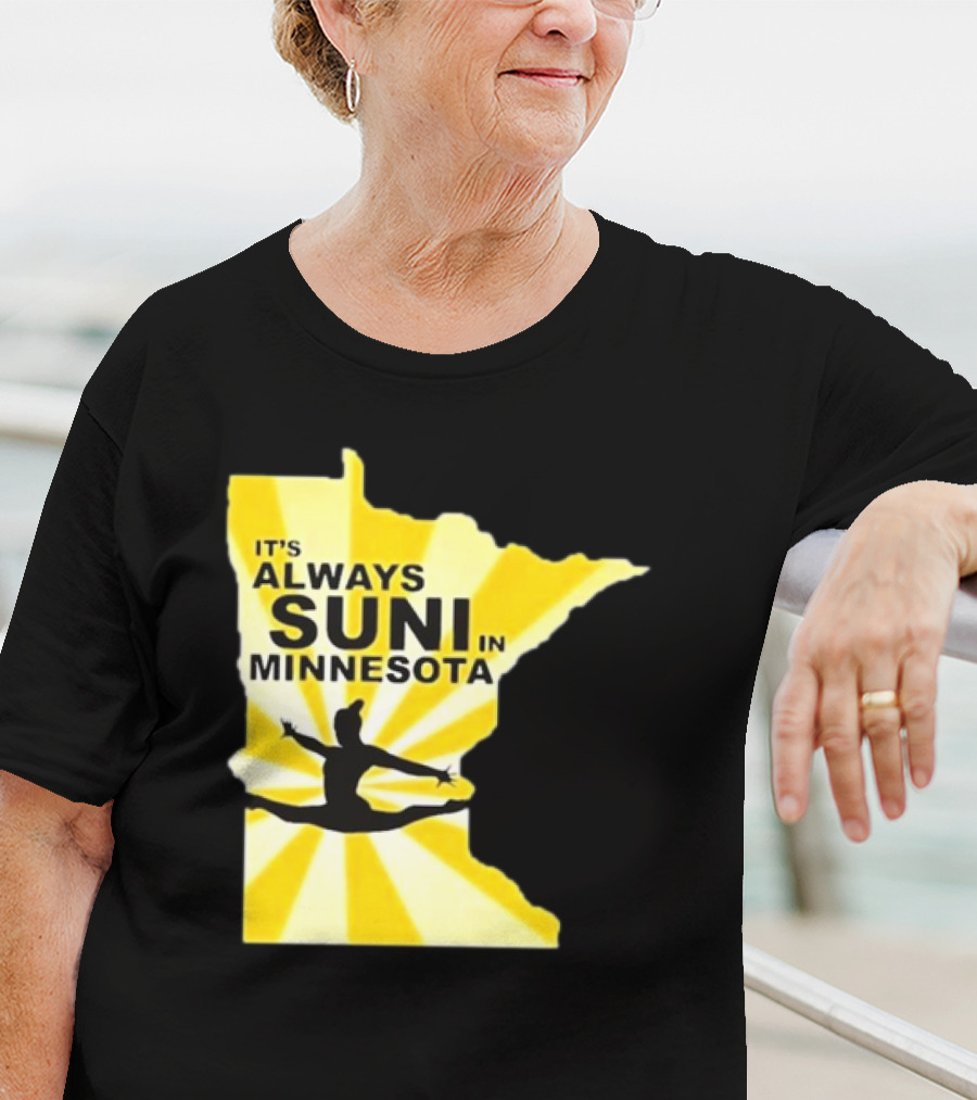 It's Always Suni In Minnesota Gymnastics Silhouette State Outline T-Shirt