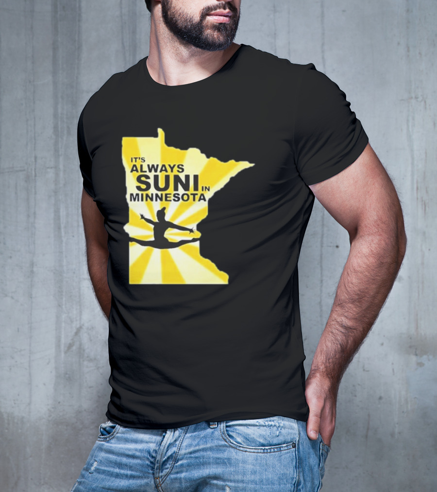It's Always Suni In Minnesota Gymnastics Silhouette State Outline T-Shirt