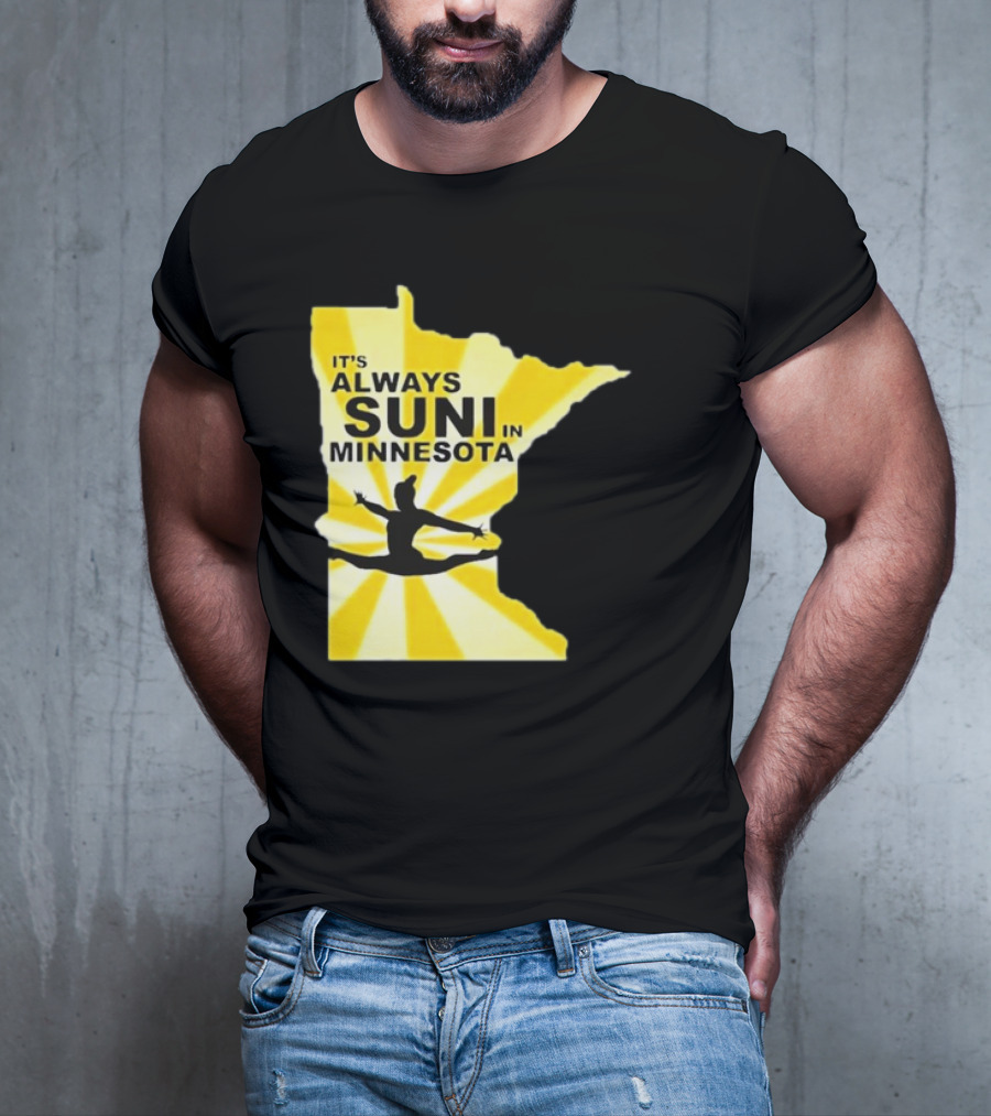 It's Always Suni In Minnesota Gymnastics Silhouette State Outline T-Shirt