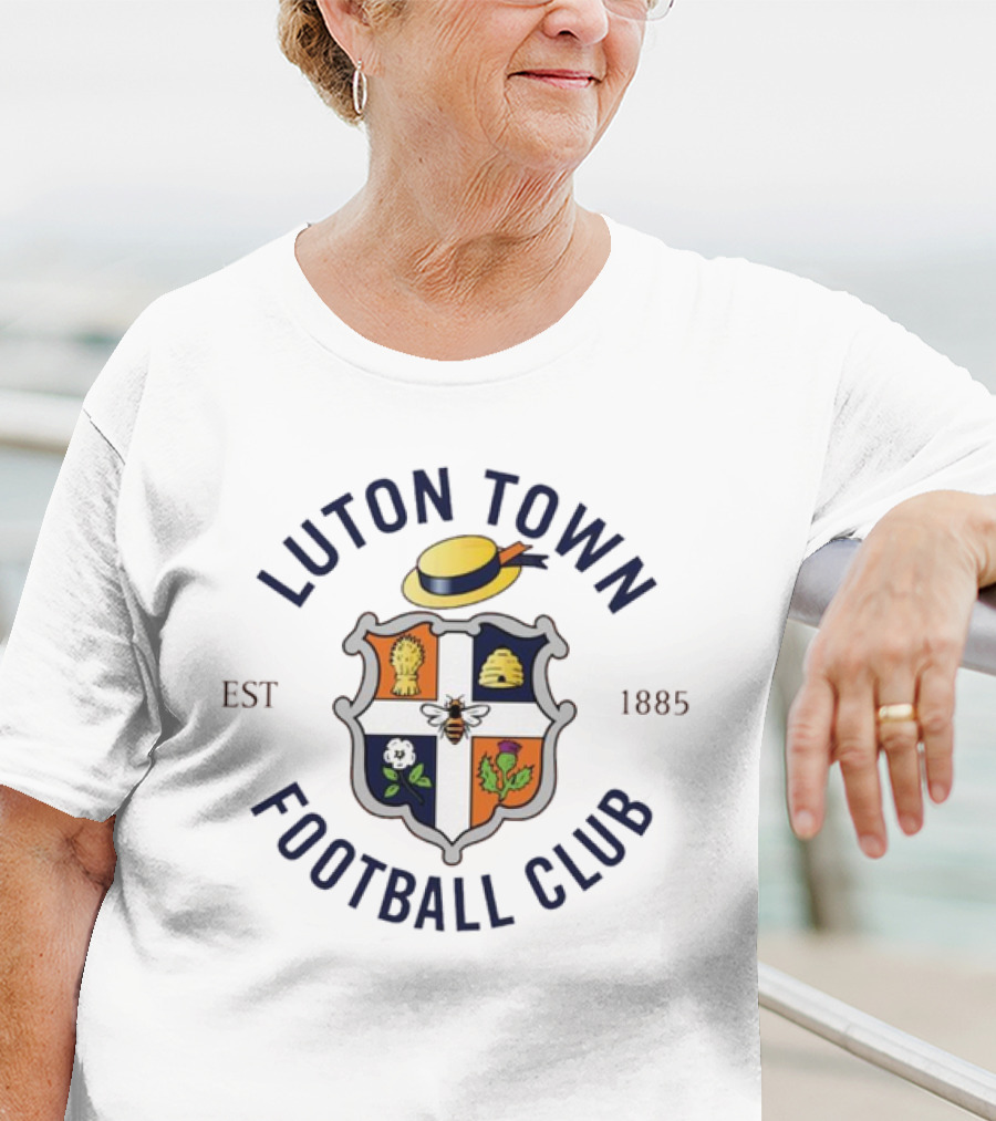 Luton Town Football Club Est 1885 Badge With Hat, Wheat, Beehive, Rose, And Bee T-Shirt