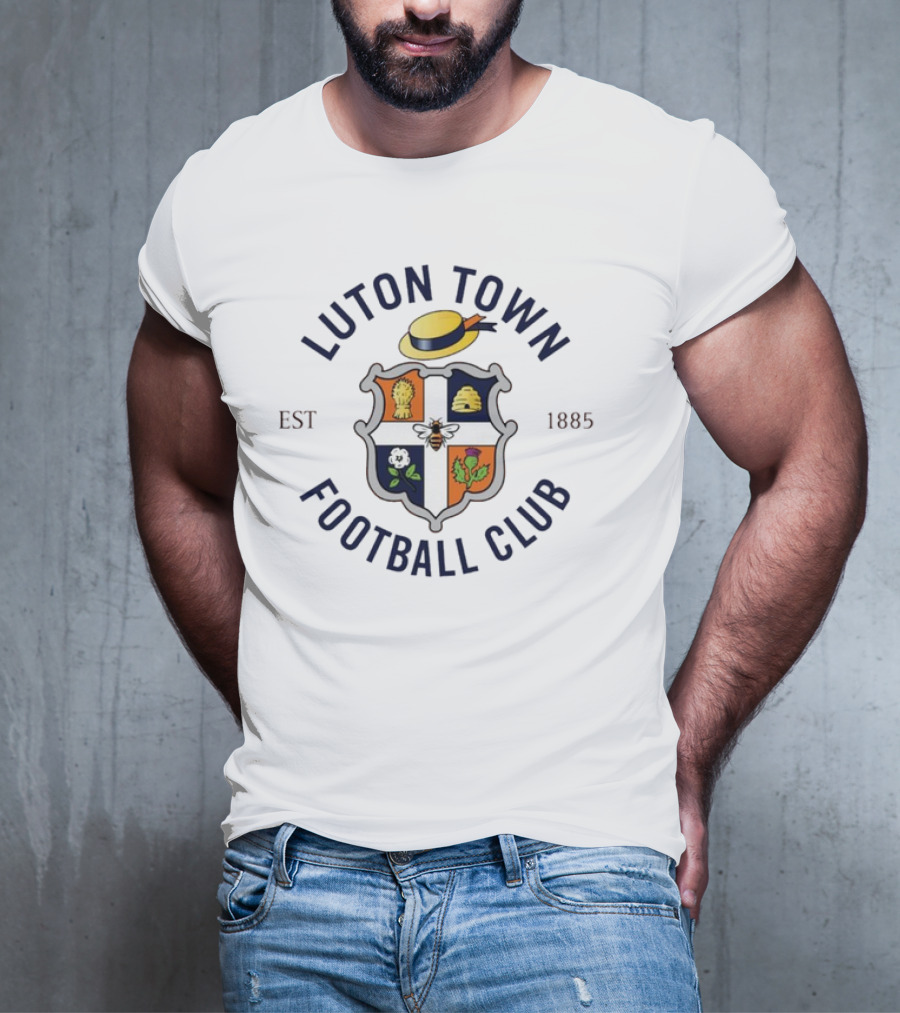 Luton Town Football Club Est 1885 Badge With Hat, Wheat, Beehive, Rose, And Bee T-Shirt