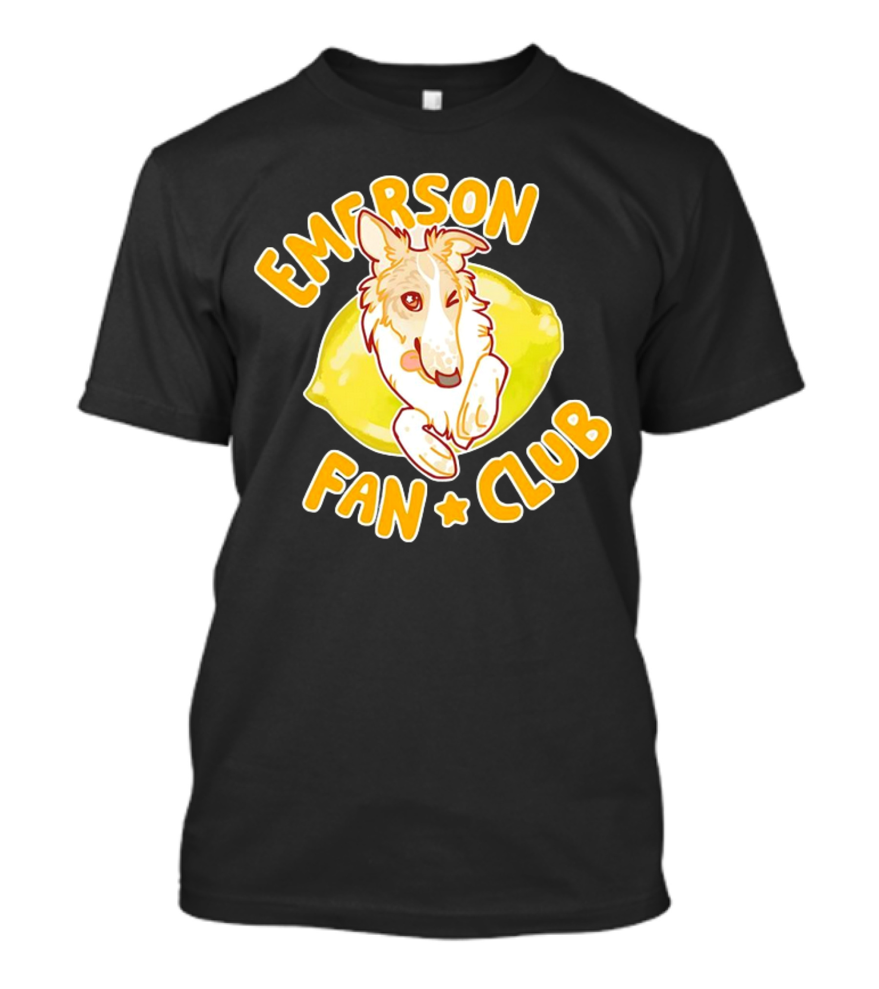 Emerson Fan Club Cute Collie Dog With Lemon T-Shirt