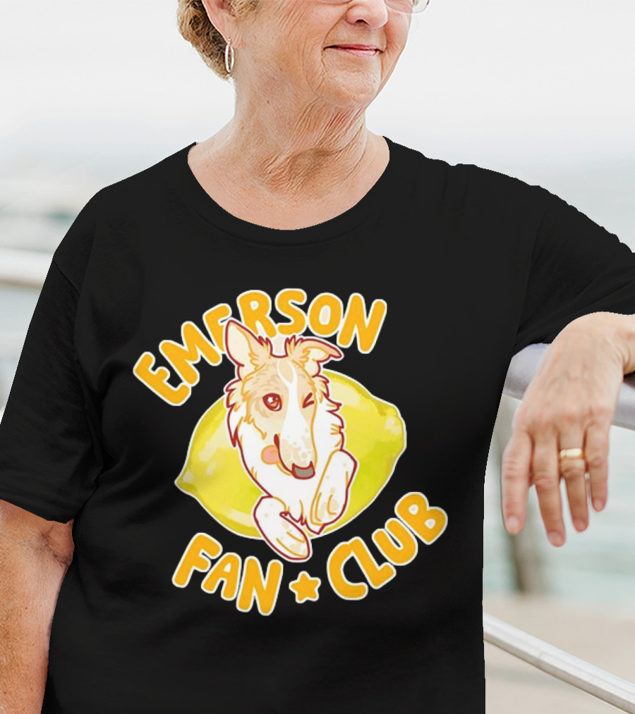 Emerson Fan Club Cute Collie Dog With Lemon T-Shirt