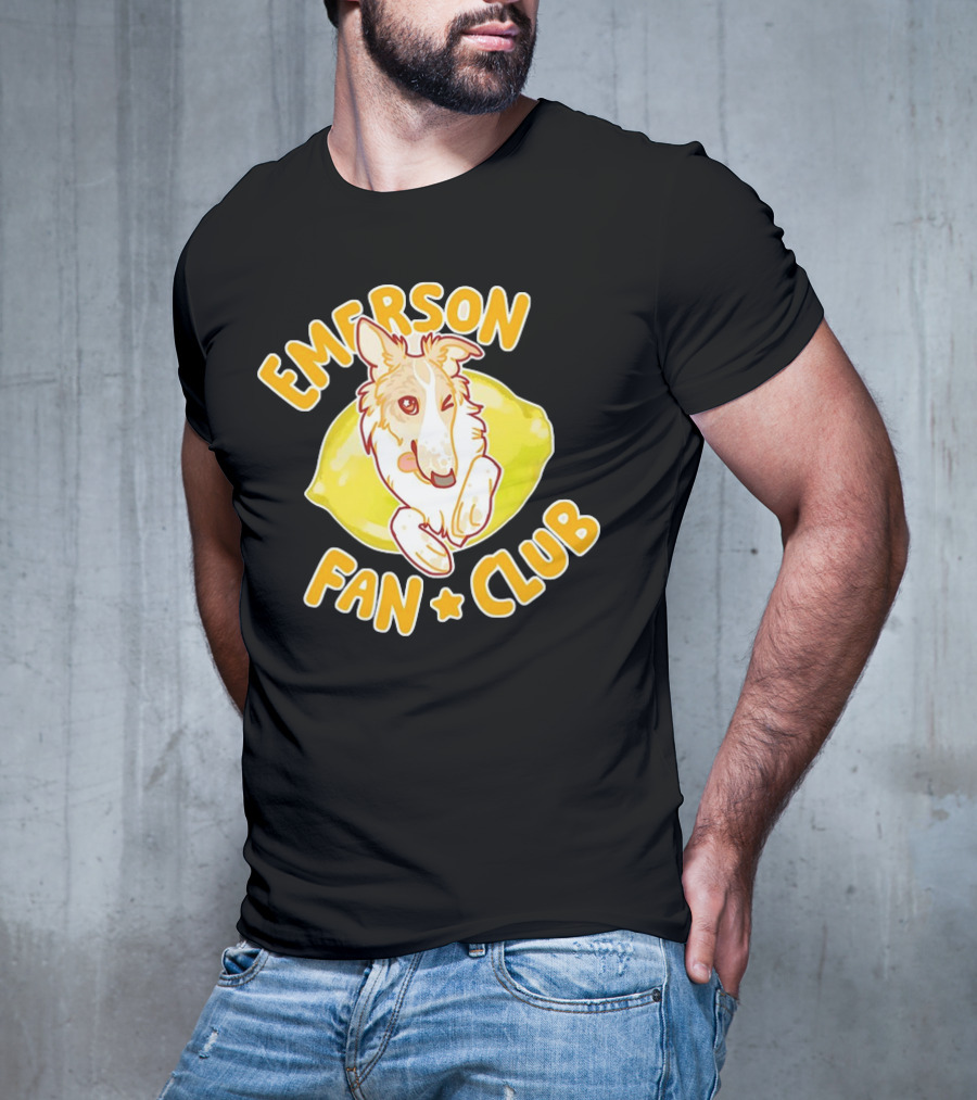 Emerson Fan Club Cute Collie Dog With Lemon T-Shirt