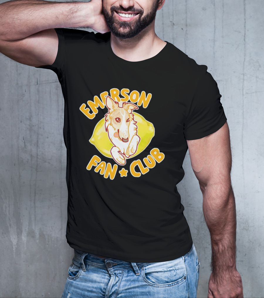 Emerson Fan Club Cute Collie Dog With Lemon T-Shirt