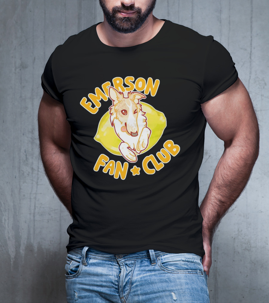 Emerson Fan Club Cute Collie Dog With Lemon T-Shirt
