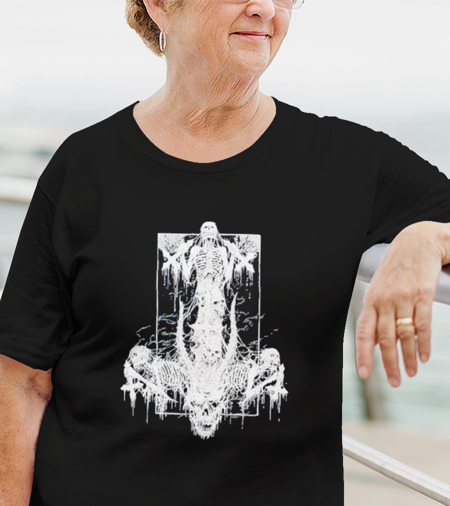 Riddickart X Spencer’s Black Unholy Skeleton Dripping Gothic T-Shirt