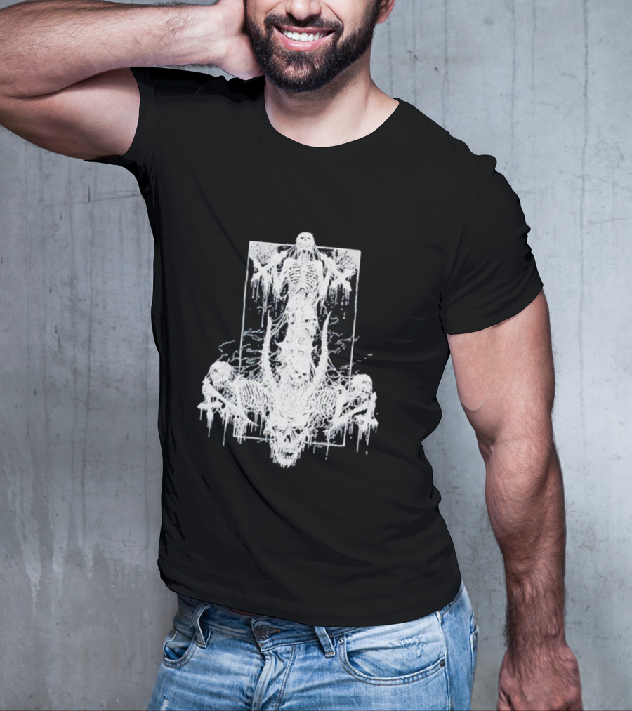 Riddickart X Spencer’s Black Unholy Skeleton Dripping Gothic T-Shirt