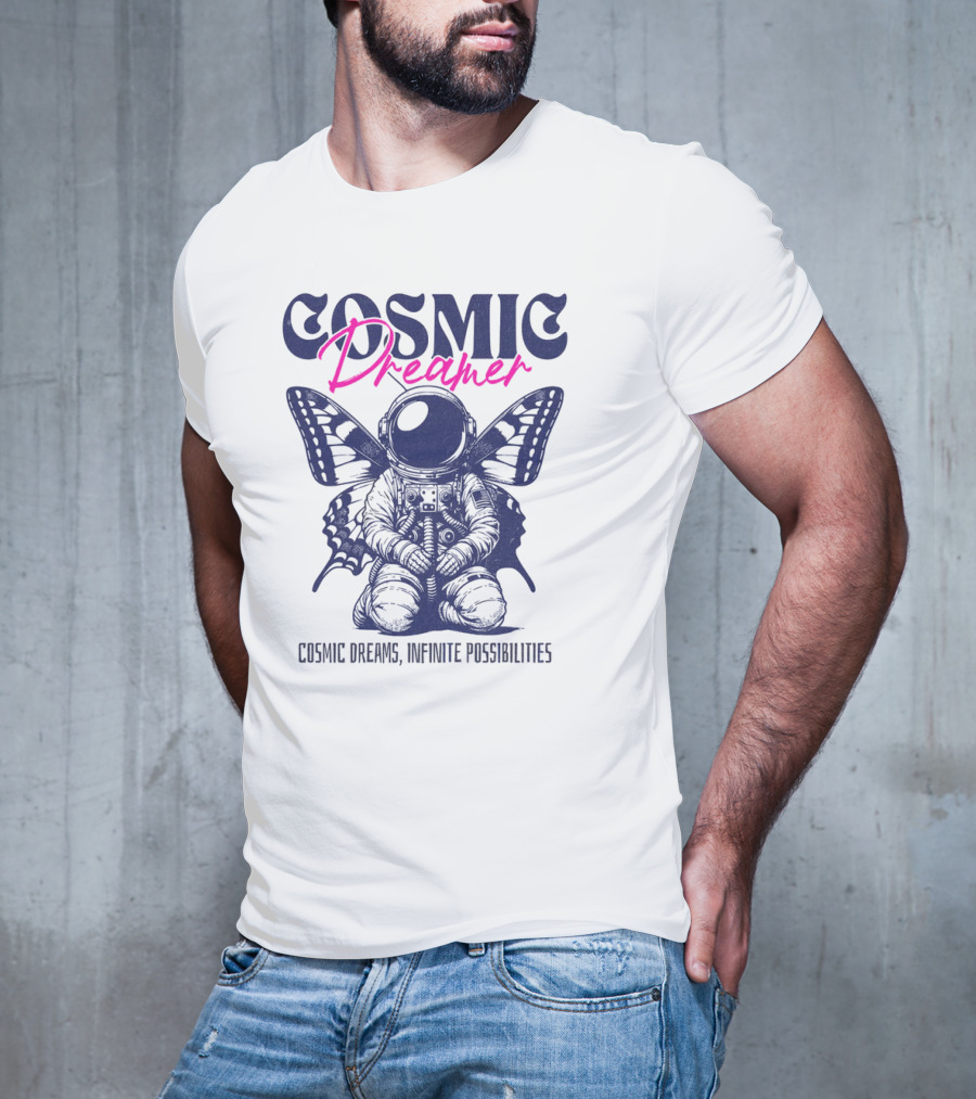 Cosmic Dreamer Infinite Possibilities Astronaut Butterfly Wings T-Shirt