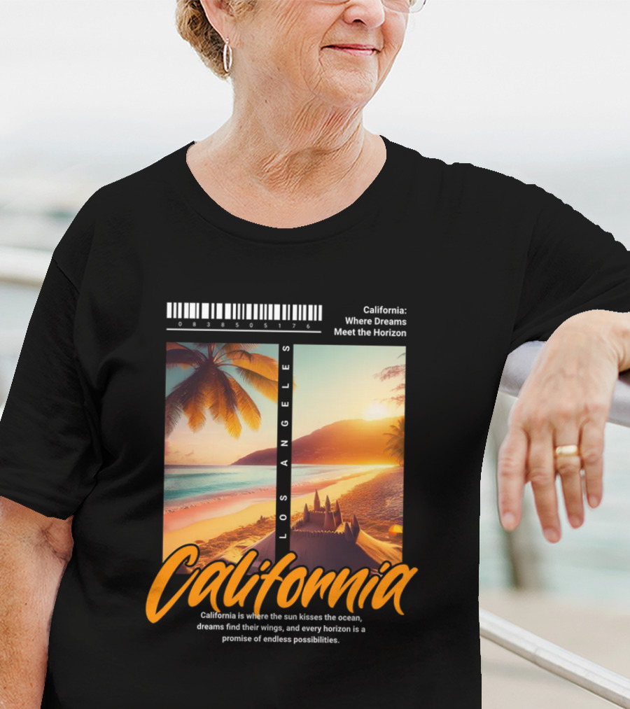 Los Angeles California Where Dreams Meet The Horizon Ocean Sunset T-Shirt