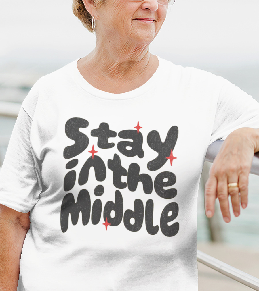 Stay In The Middle With Red Spark Accents T-Shirt