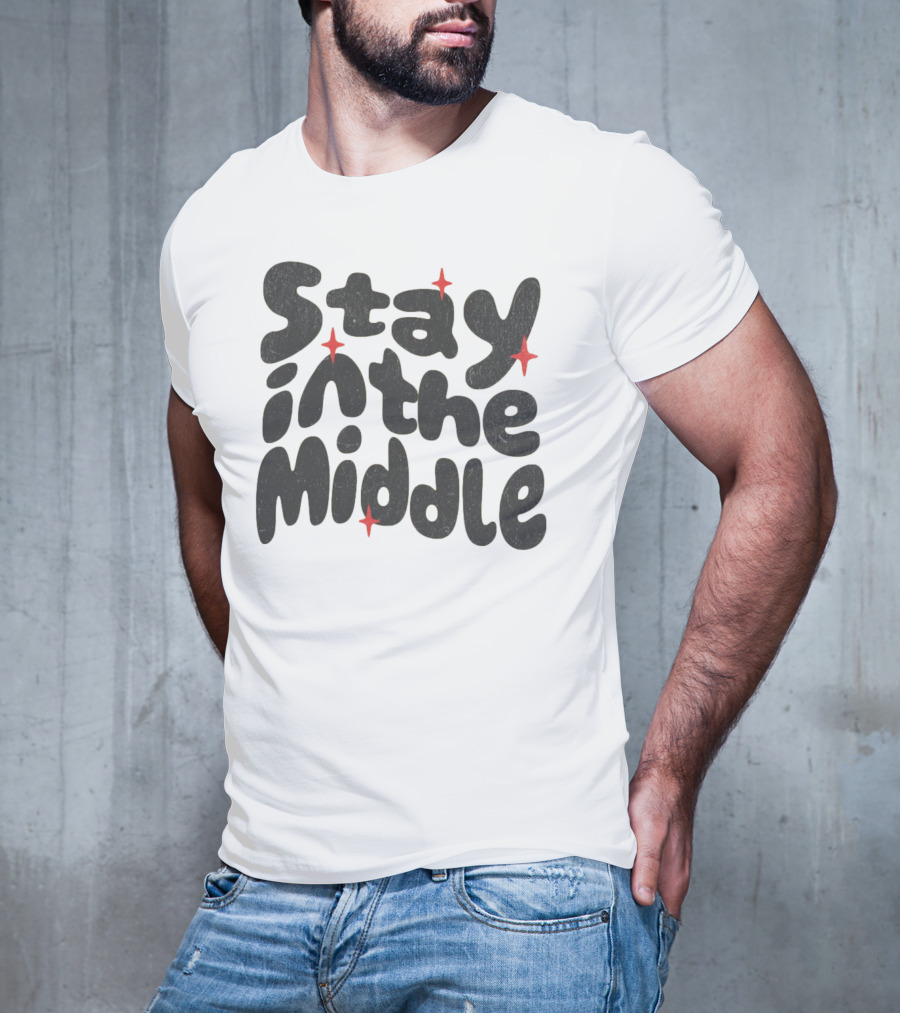 Stay In The Middle With Red Spark Accents T-Shirt