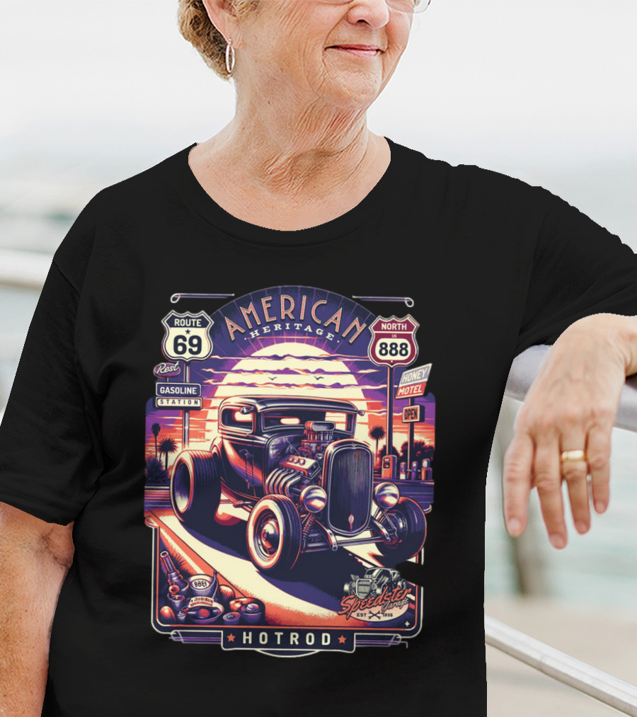 American Heritage Route 69 Hotrod Speedster Gasoline Motel T-Shirt